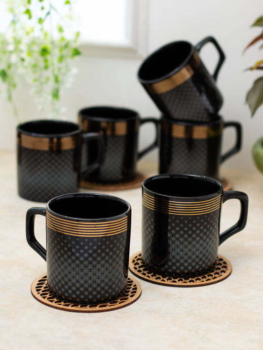 Director Black Gold Coffee & Tea Mugs, 200ml, Set of 6 (606)