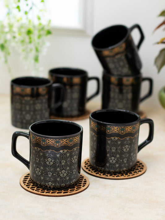 Director Black Gold Coffee & Tea Mugs, 200ml, Set of 6 (607)