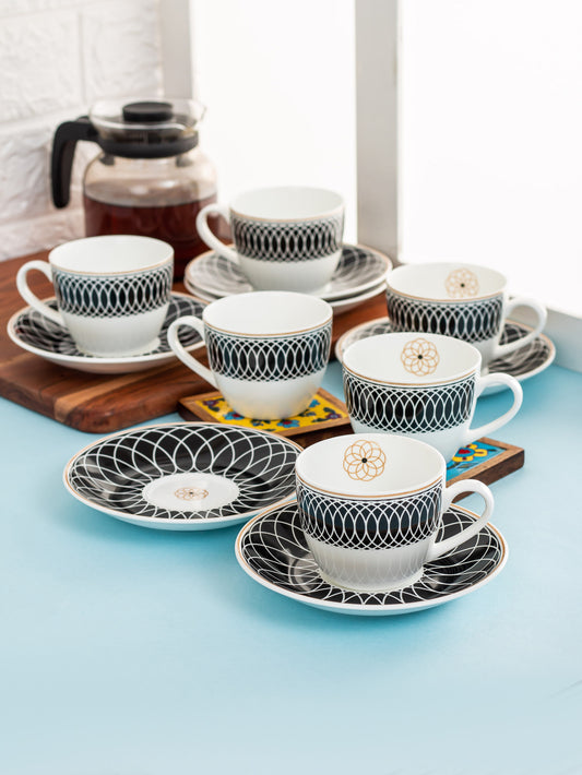 Cream Super Cup & Saucer, 170ml, Set of 12 (6 Cups + 6 Saucers) (S302)