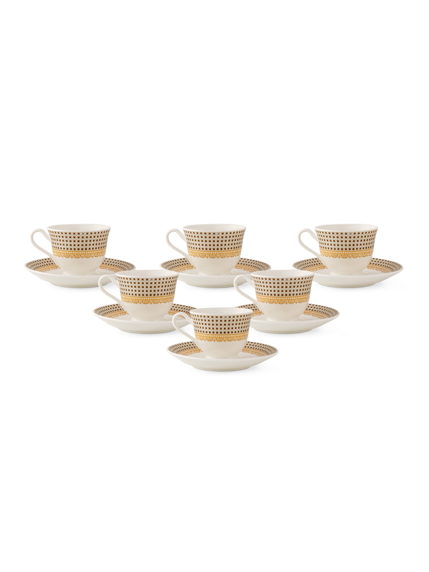 New Georgian Super Cup & Saucer, 140ml, Set of 12 (6 Cups + 6 Saucers) (S363)